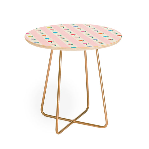 Showmemars Cheery Tulips on Pink and Cream Round Side Table