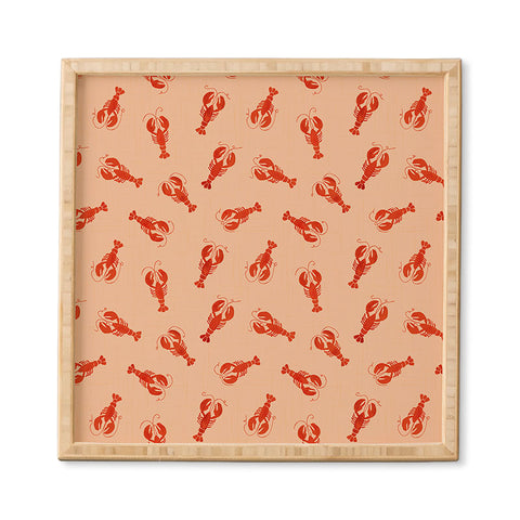 Showmemars Classic Red Lobsters Pattern Framed Wall Art