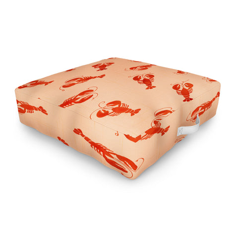 Showmemars Classic Red Lobsters Pattern Outdoor Floor Cushion