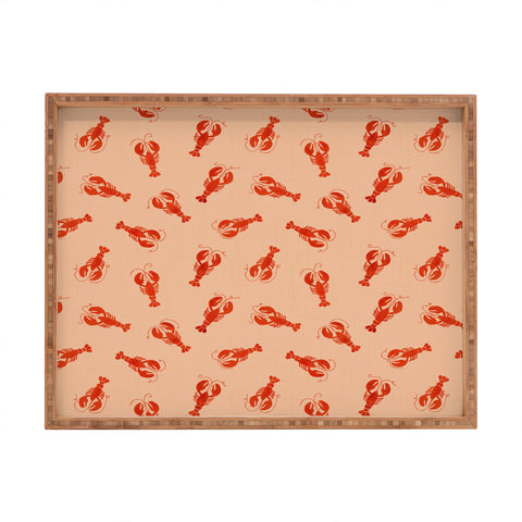 Showmemars Classic Red Lobsters Pattern Rectangular Tray