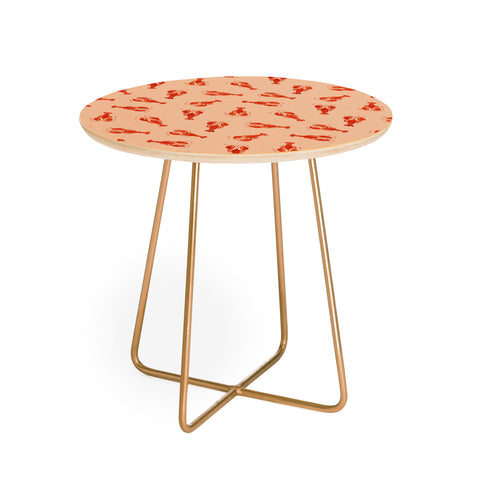 Showmemars Classic Red Lobsters Pattern Round Side Table