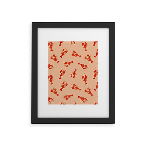 Showmemars Classic Red Lobsters Pattern Framed Art Print