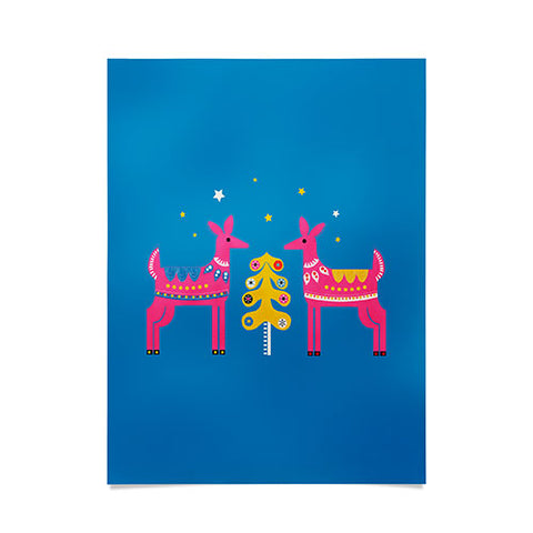 Showmemars Festive Deers In Hot Pink Poster