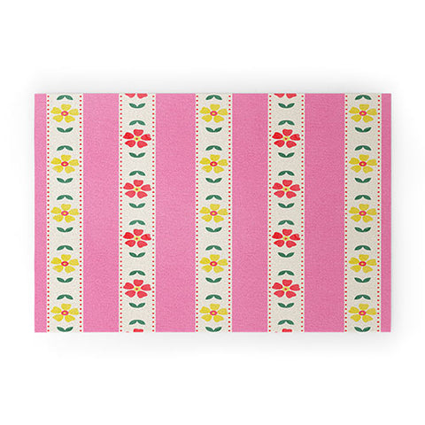 Showmemars Granny Style Vintage Florals Pink Welcome Mat