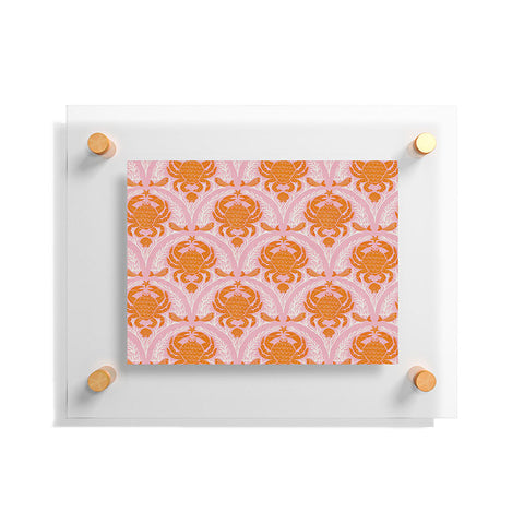 Showmemars Orange Crab On Pink Pattern Floating Acrylic Print