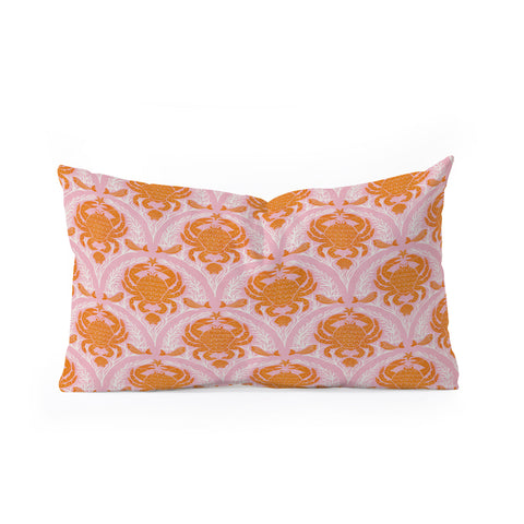 Showmemars Orange Crab On Pink Pattern Oblong Throw Pillow