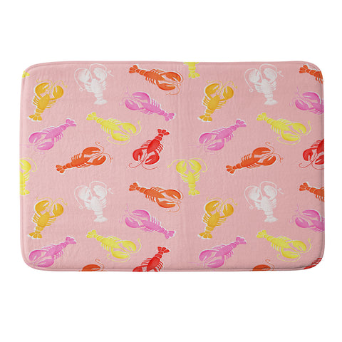 Showmemars Pink Lobster Pattern Memory Foam Bath Mat