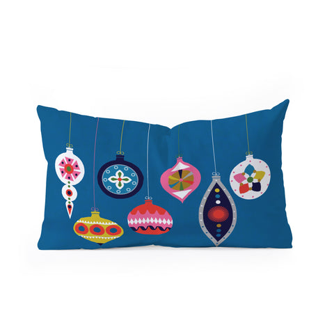 Showmemars Retro Christmas Baubles Oblong Throw Pillow