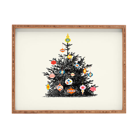 Showmemars Retro Decorated Christmas Tree Rectangular Tray