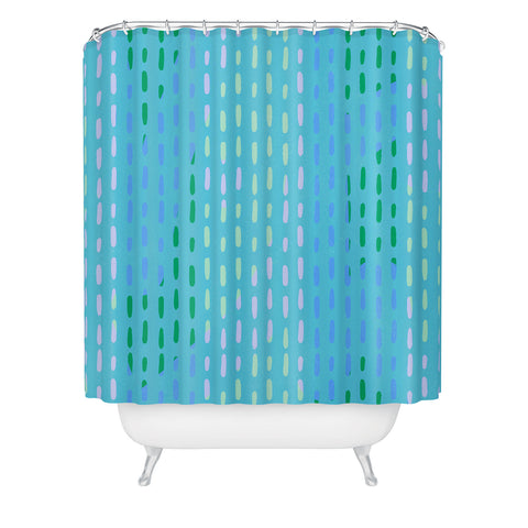 SunshineCanteen Blue Kantha Stripes Shower Curtain