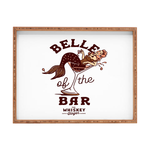 The Whiskey Ginger Belle Of The Bar Pinup Mermaid Rectangular Tray