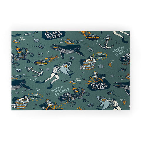 The Whiskey Ginger Vintage Ocean Pattern Welcome Mat