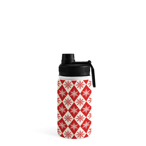 thespacehouse Festive Red White Snowflake Water Bottle