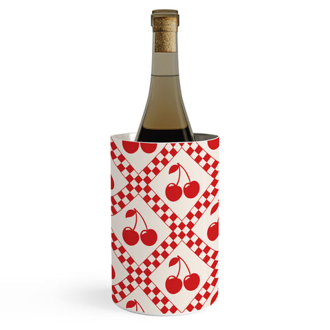 thespacehouse Red Cherries Beige Checker Wine Chiller