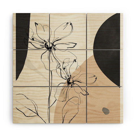 ThingDesign Abstract Art Minimal Flowers Wood Wall Mural