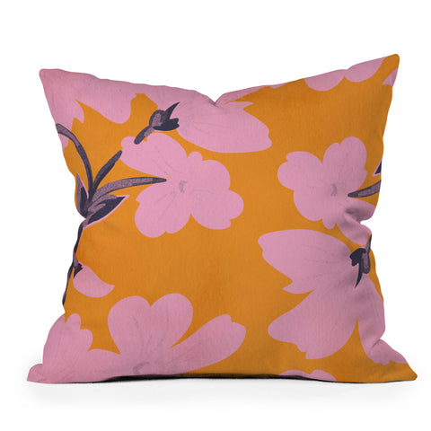 ThingDesign Abstract Minimal Flowers 18 Outdoor Throw Pillow