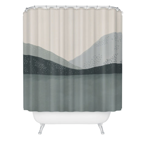 Viviana Gonzalez Minimal Patterned Mountains 01 Shower Curtain