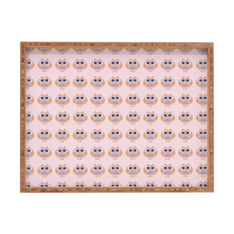 Vy La Geo Owl Print Pink Rectangular Tray