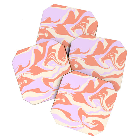 Wesley Bird Hypnotic Camo Peach Coaster Set