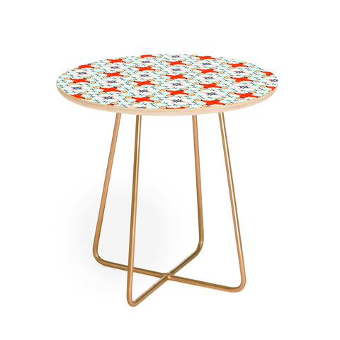 83 Oranges Blue Mint and Red Pop Round Side Table