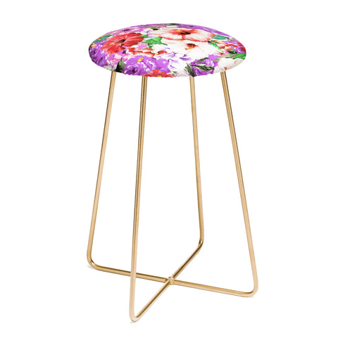 83 Oranges Purple Floral Counter Stool