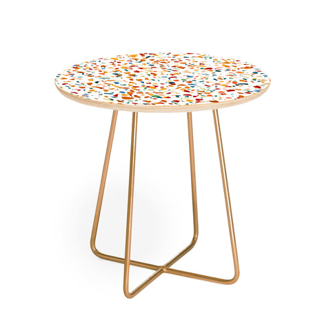 83 Oranges Tan Terrazzo pattern painting Round Side Table