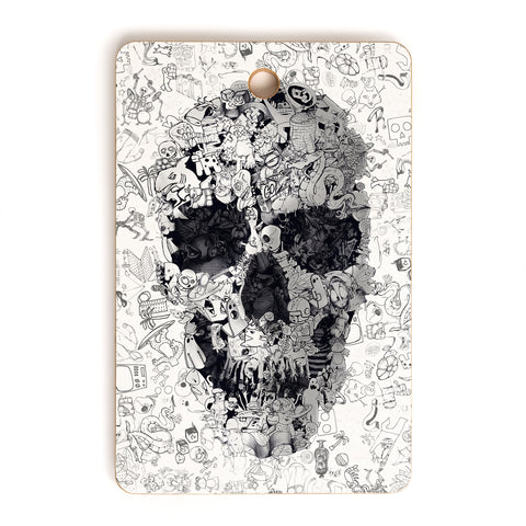 Ali Gulec Doodle Skull BW Cutting Board Rectangle