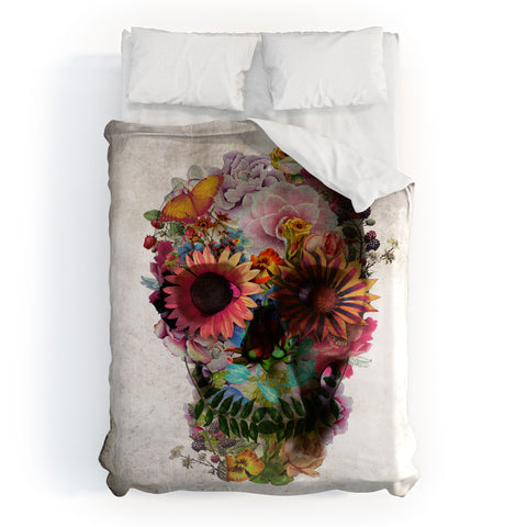 Ali Gulec Gardening Floral Skull Duvet Cover