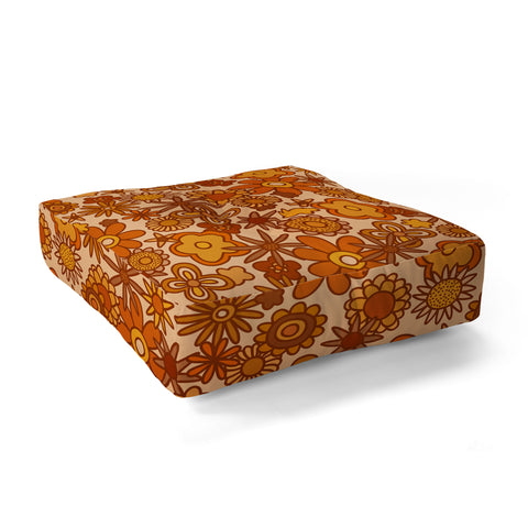 Alisa Galitsyna Orange Retro Bloom Floor Pillow Square