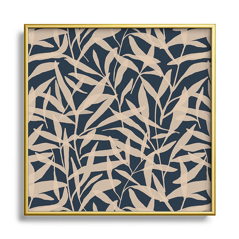 Alisa Galitsyna Organic Pattern Blue and Beige Square Metal Framed Art Print