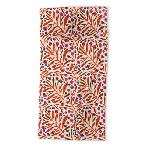 Alisa Galitsyna Red and Pink Berries Beach Towel