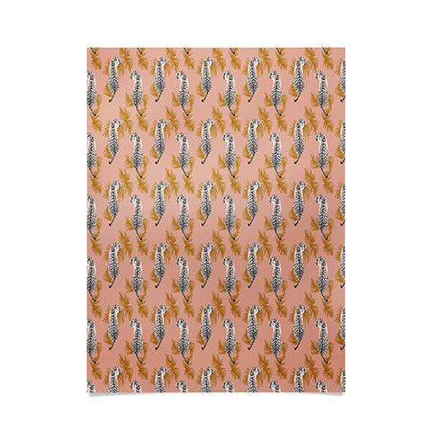 alison janssen Paisley Tiger soft pink gold Poster