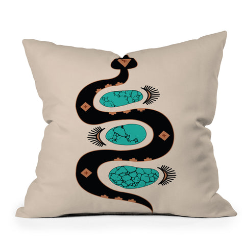 Allie Falcon Southwestern Slither in Black Throw Pillow