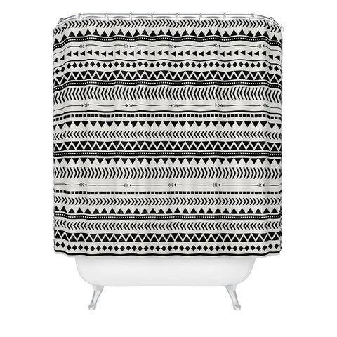 Allyson Johnson Black And White Aztec Pattern Shower Curtain