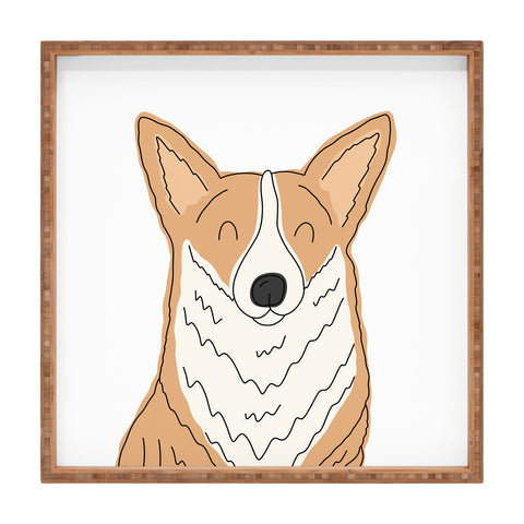 Allyson Johnson Welsh Corgi Portrait Square Tray