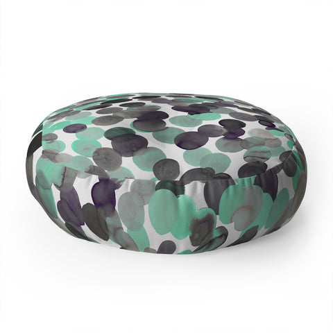 Amy Sia Gracie Spot Aqua Grey Floor Pillow Round