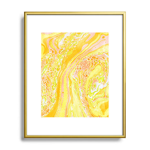 Amy Sia Marble Sunshine Yellow Metal Framed Art Print