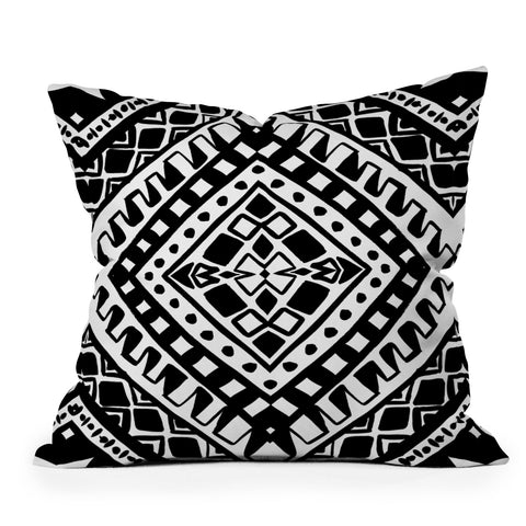 Amy Sia Tribe Black and White 2 Throw Pillow