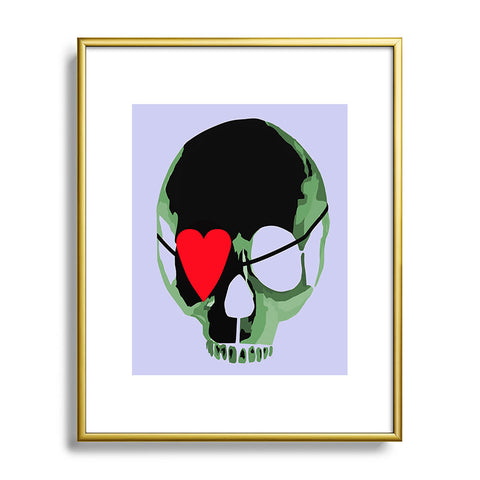 Amy Smith Green Skull With Heart Eyepatch Metal Framed Art Print