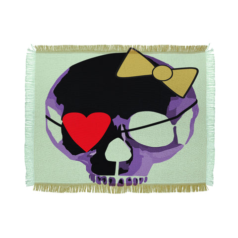 Amy Smith Purple Skull With Bow Throw Blanket
