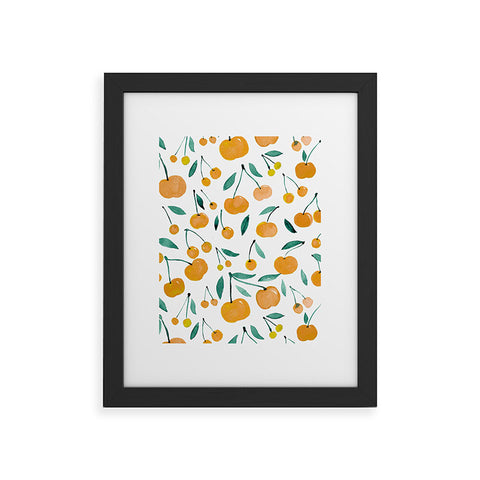 Angela Minca Cherries yellow and green Framed Art Print