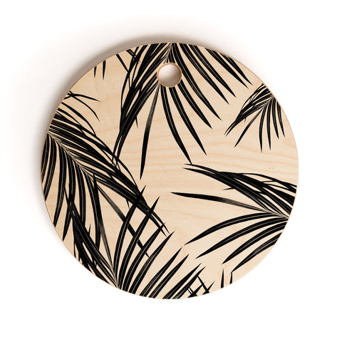 Anita's & Bella's Artwork Black Palm Leaves Dream 1 Cutting Board Round