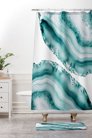 Anita's & Bella's Artwork Soft Turquoise Agate 1 Shower Curtain And Mat