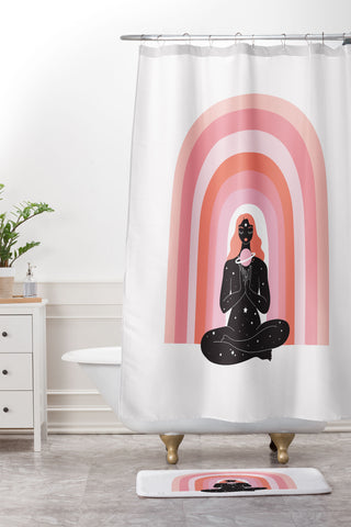 Anneamanda rainbow meditation Shower Curtain And Mat