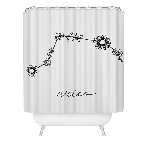 Aterk Aries Floral Constellation Shower Curtain