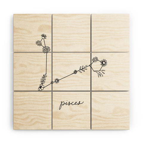 Aterk Pisces Floral Constellation Wood Wall Mural