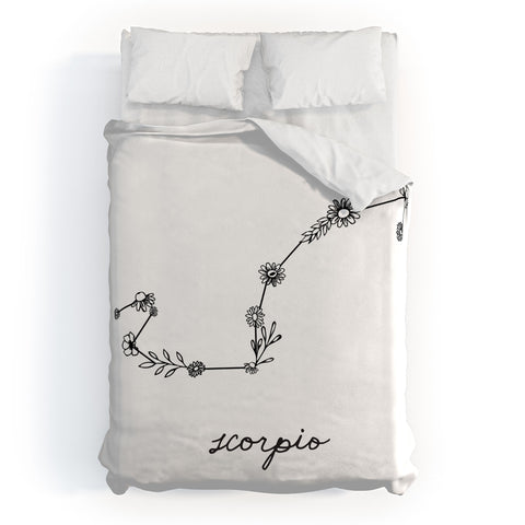 Aterk Scorpio Floral Constellation Duvet Cover