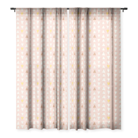 Avenie Abstract Arrows Pink Sheer Window Curtain