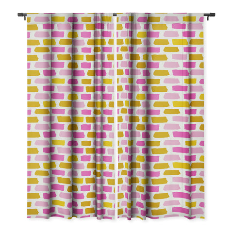 Avenie Abstract Bricks Pink Blackout Non Repeat