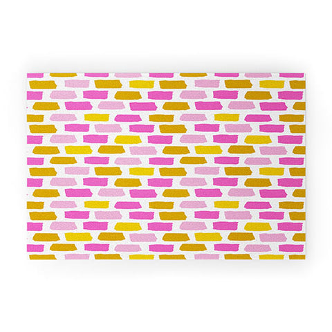 Avenie Abstract Bricks Pink Welcome Mat